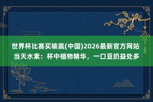 世界杯比赛买输赢(中国)2026最新官方网站 当天水素：杯中植物精华，一口豆奶益处多