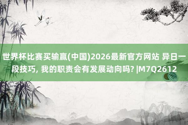 世界杯比赛买输赢(中国)2026最新官方网站 异日一段技巧， 我的职责会有发展动向吗? |M7Q2612