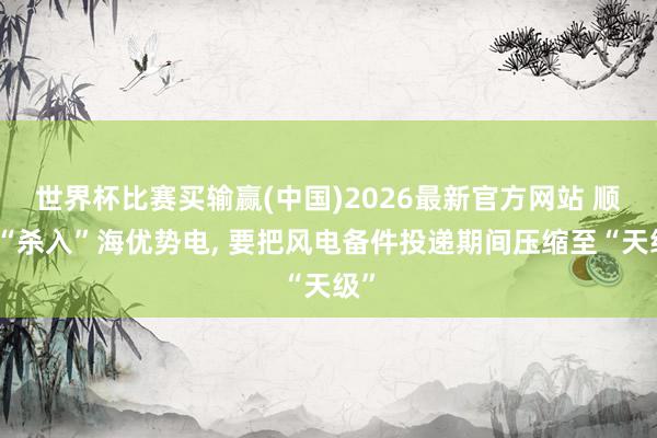 世界杯比赛买输赢(中国)2026最新官方网站 顺丰“杀入”海优势电， 要把风电备件投递期间压缩至“天级”