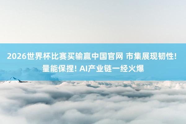2026世界杯比赛买输赢中国官网 市集展现韧性! 量能保捏! AI产业链一经火爆