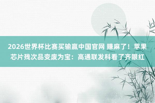 2026世界杯比赛买输赢中国官网 赚麻了！苹果芯片残次品变废为宝：高通联发科看了齐眼红