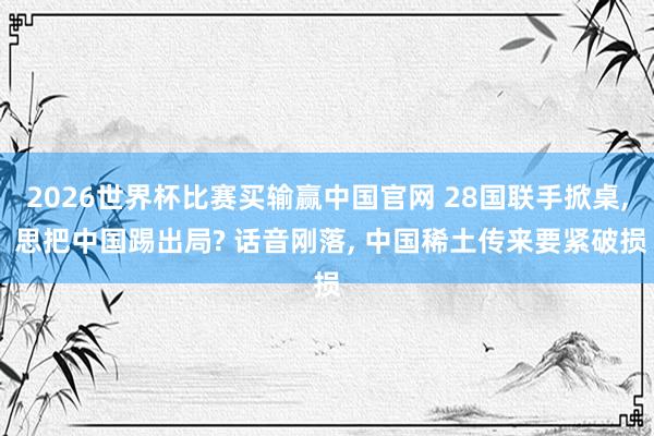 2026世界杯比赛买输赢中国官网 28国联手掀桌， 思把中国踢出局? 话音刚落， 中国稀土传来要紧破损