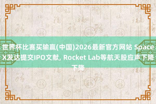 世界杯比赛买输赢(中国)2026最新官方网站 SpaceX发达提交IPO文献， Rocket Lab等航天股应声下降
