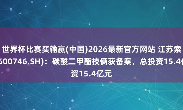 世界杯比赛买输赢(中国)2026最新官方网站 江苏索普(600746.SH)：碳酸二甲酯技俩获备案，总投资15.4亿元