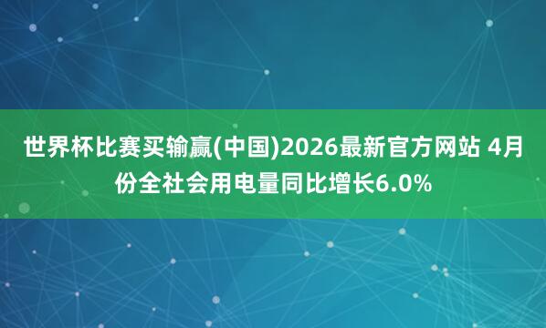 世界杯比赛买输赢(中国)2026最新官方网站 4月份全社会用电量同比增长6.0%