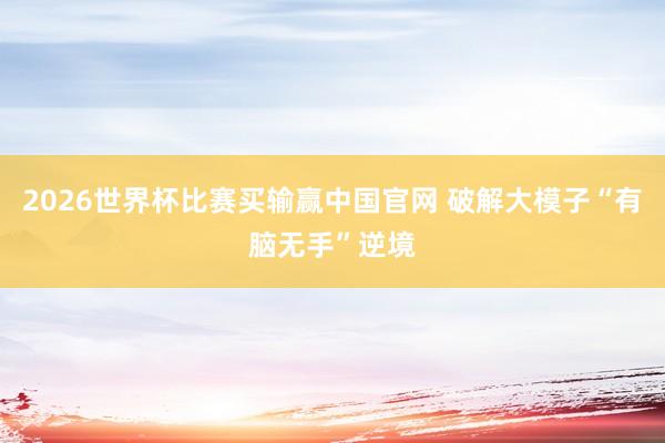 2026世界杯比赛买输赢中国官网 破解大模子“有脑无手”逆境