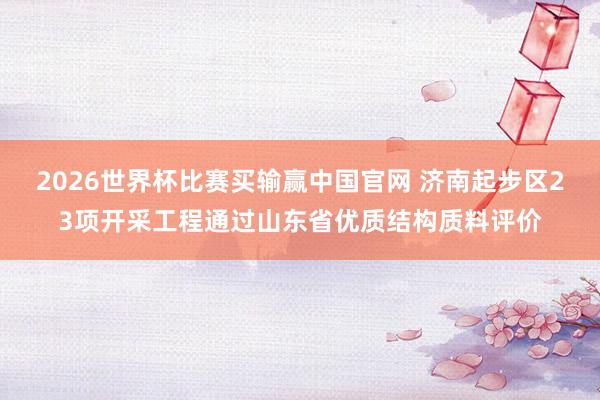 2026世界杯比赛买输赢中国官网 济南起步区23项开采工程通过山东省优质结构质料评价