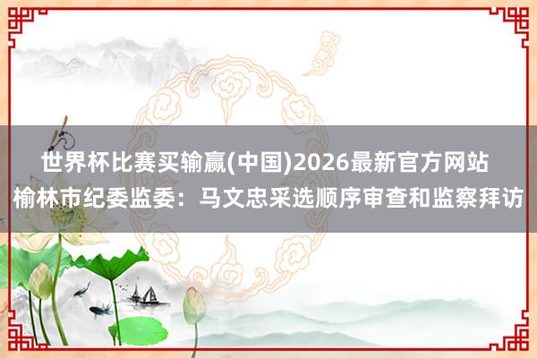 世界杯比赛买输赢(中国)2026最新官方网站 榆林市纪委监委：马文忠采选顺序审查和监察拜访