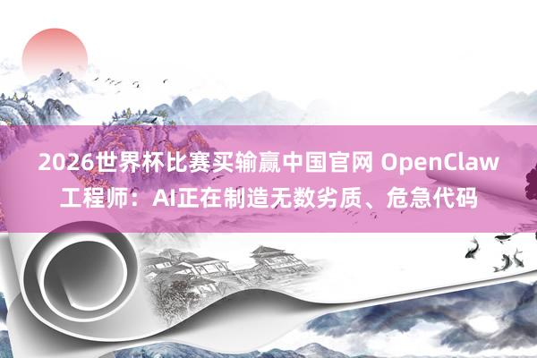 2026世界杯比赛买输赢中国官网 OpenClaw工程师：AI正在制造无数劣质、危急代码