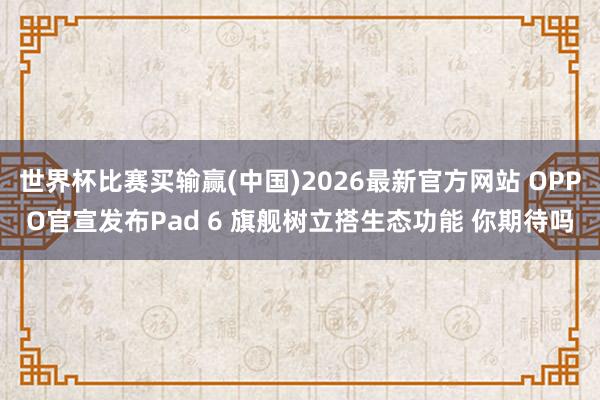世界杯比赛买输赢(中国)2026最新官方网站 OPPO官宣发布Pad 6 旗舰树立搭生态功能 你期待吗