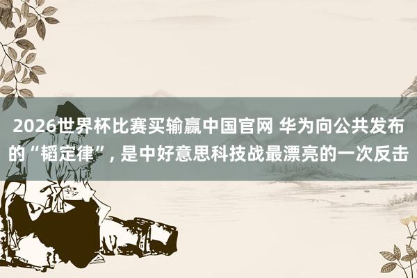 2026世界杯比赛买输赢中国官网 华为向公共发布的“韬定律”， 是中好意思科技战最漂亮的一次反击