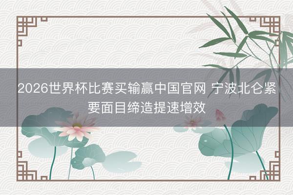 2026世界杯比赛买输赢中国官网 宁波北仑紧要面目缔造提速增效