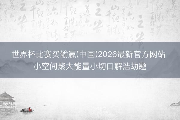 世界杯比赛买输赢(中国)2026最新官方网站 小空间聚大能量小切口解浩劫题